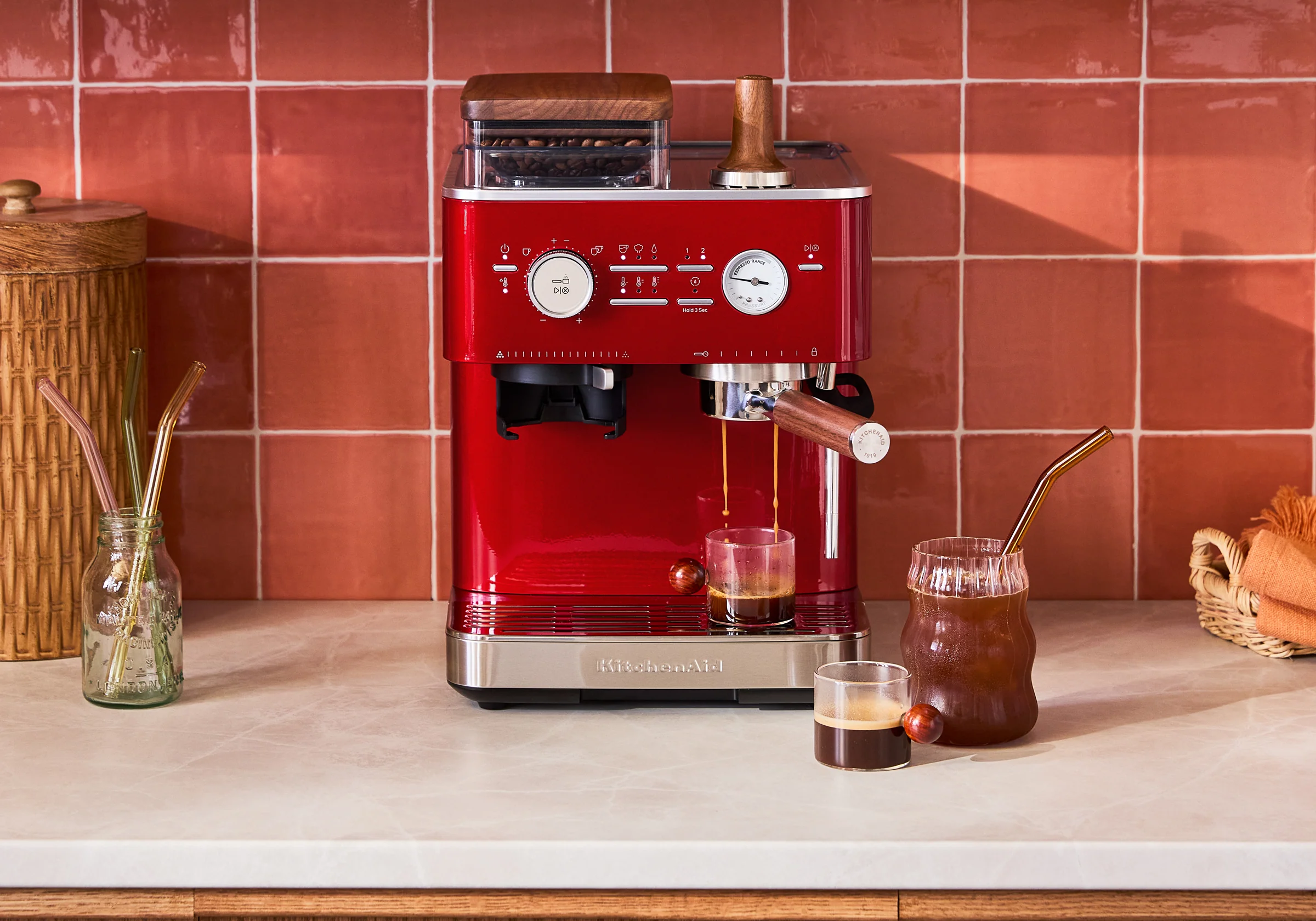 Semi Automatic Espresso Machine & Walnut Wood Accessories Bundle - Image 25