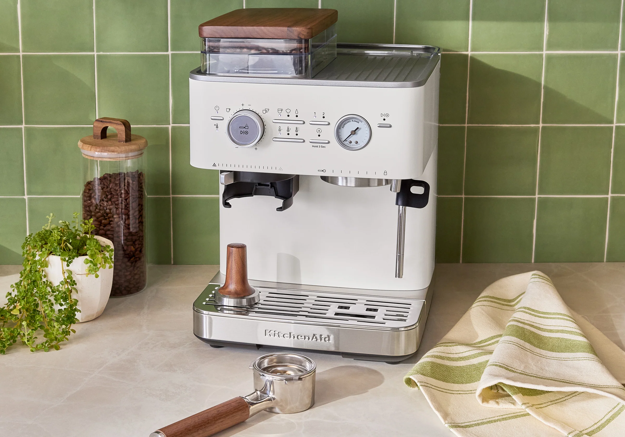 Semi Automatic Espresso Machine & Walnut Wood Accessories Bundle - Image 5