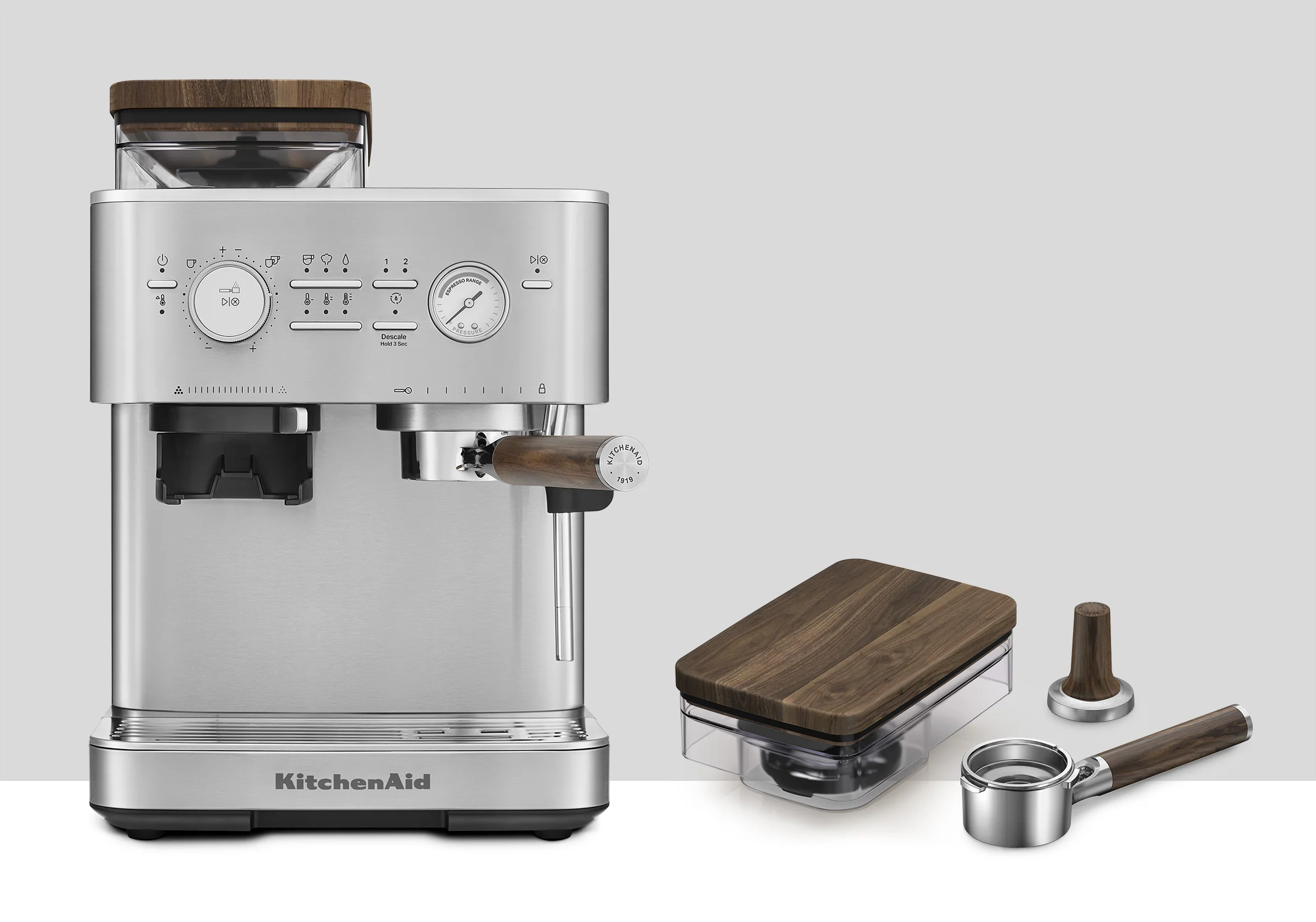 Semi Automatic Espresso Machine & Walnut Wood Accessories Bundle - Image 9